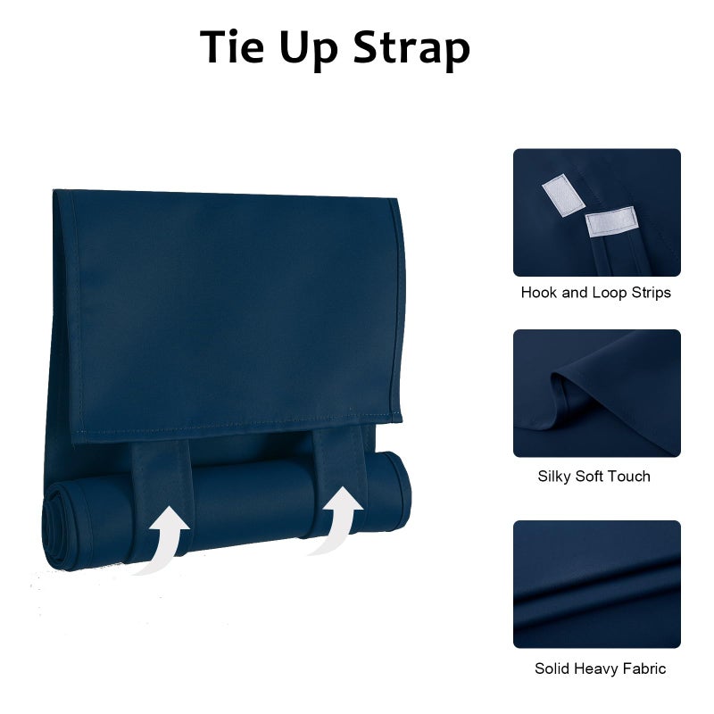 WdFour Small French Door Curtains with Silky Feel Thermal Insulated Noise Reducing Blackout Curtains for Glass Door Office (12W x 70L  1 Panel  Navy Blue) - Image 5